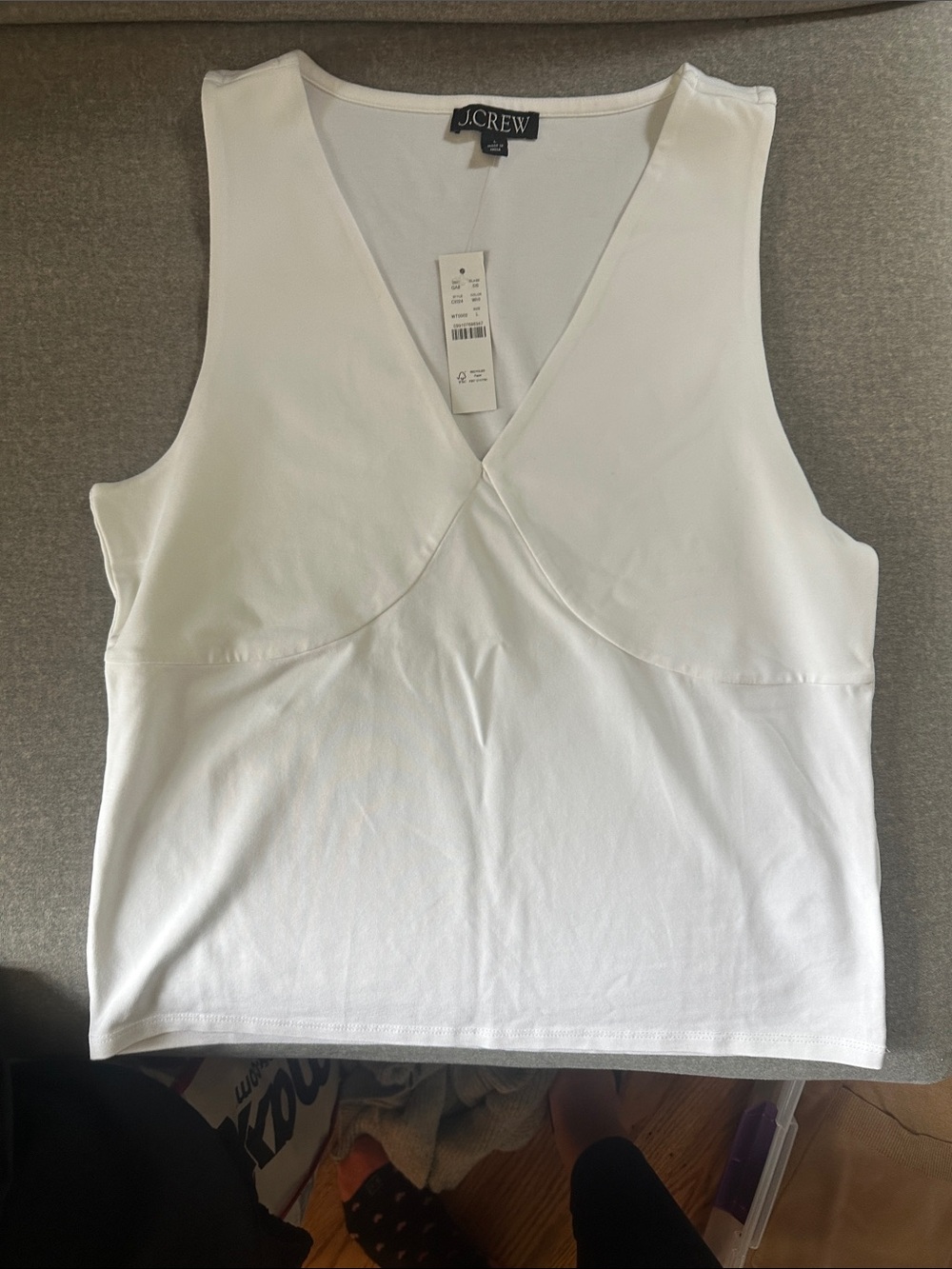 NWT! J. Crew Crisp White Sleeveless V-Neck Tank Top